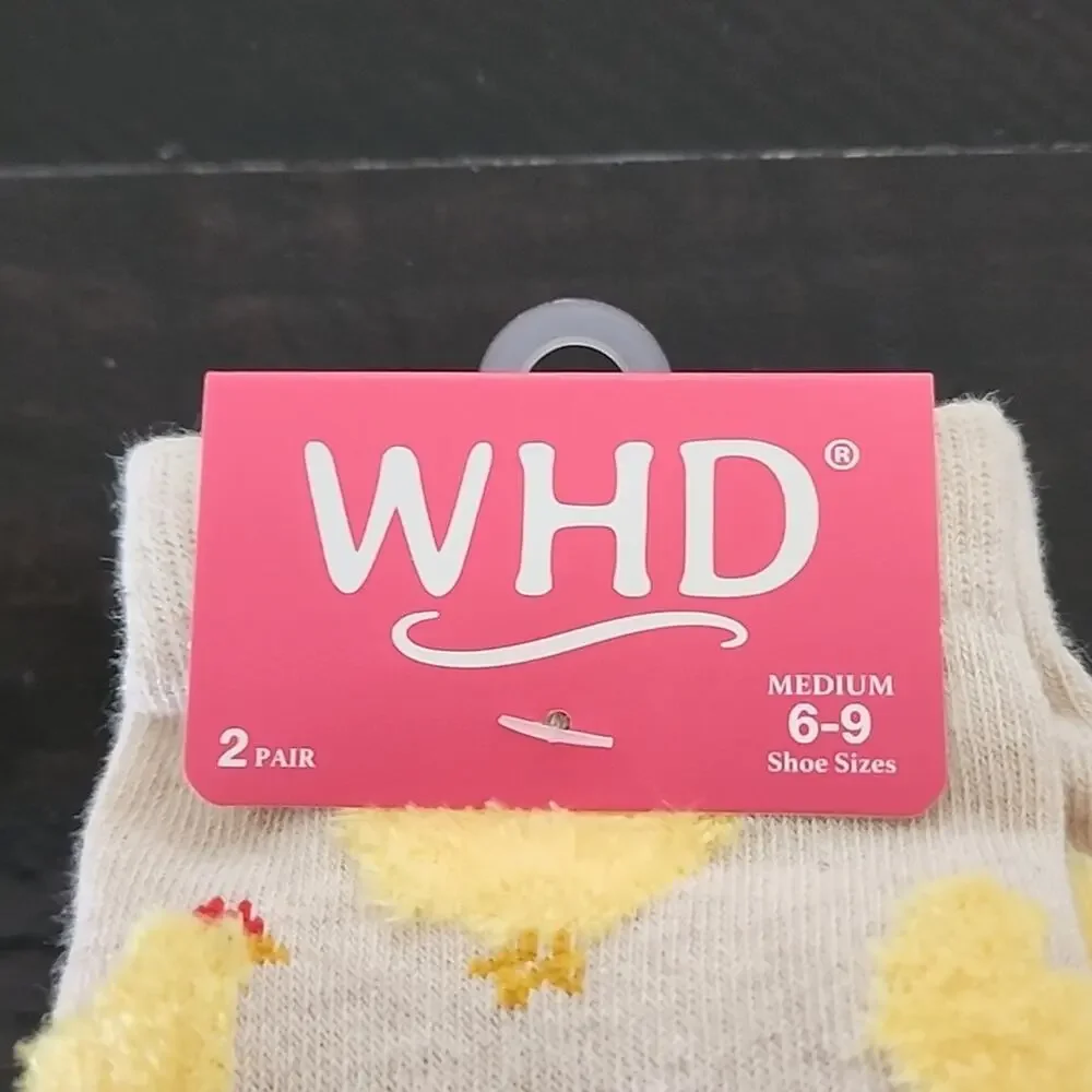 CHICKEN Fuzzy Socks by WHD Brand Pack of 2 Women's Size Medium 6 - 9 Shoe Size